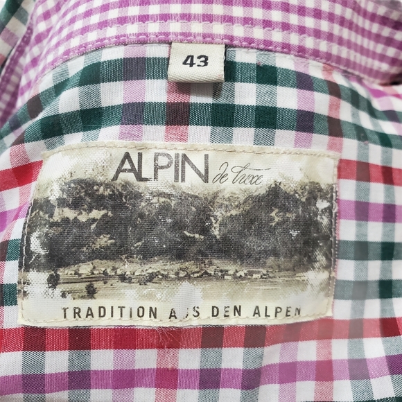 Vintage Alpin de luxe Oktoberfest Checkered Multicolour Shirt Men's Size XL - Picture 3 of 6